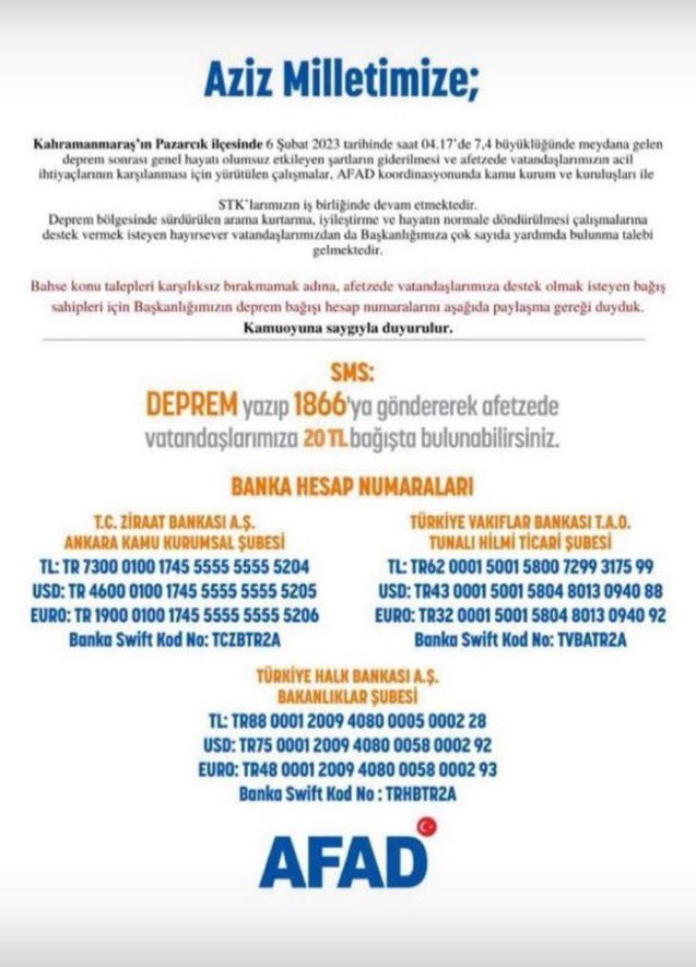 AFAD DESTEK ÇAĞRISI 